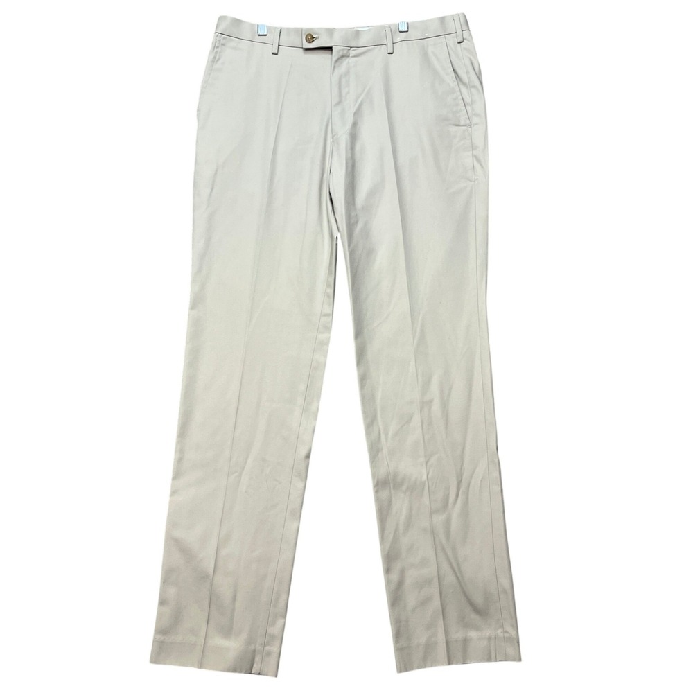Uniqlo Chinos Mens‎ 36x34 Khaki Beige Flat Front Straight Leg Classic Twill EUC